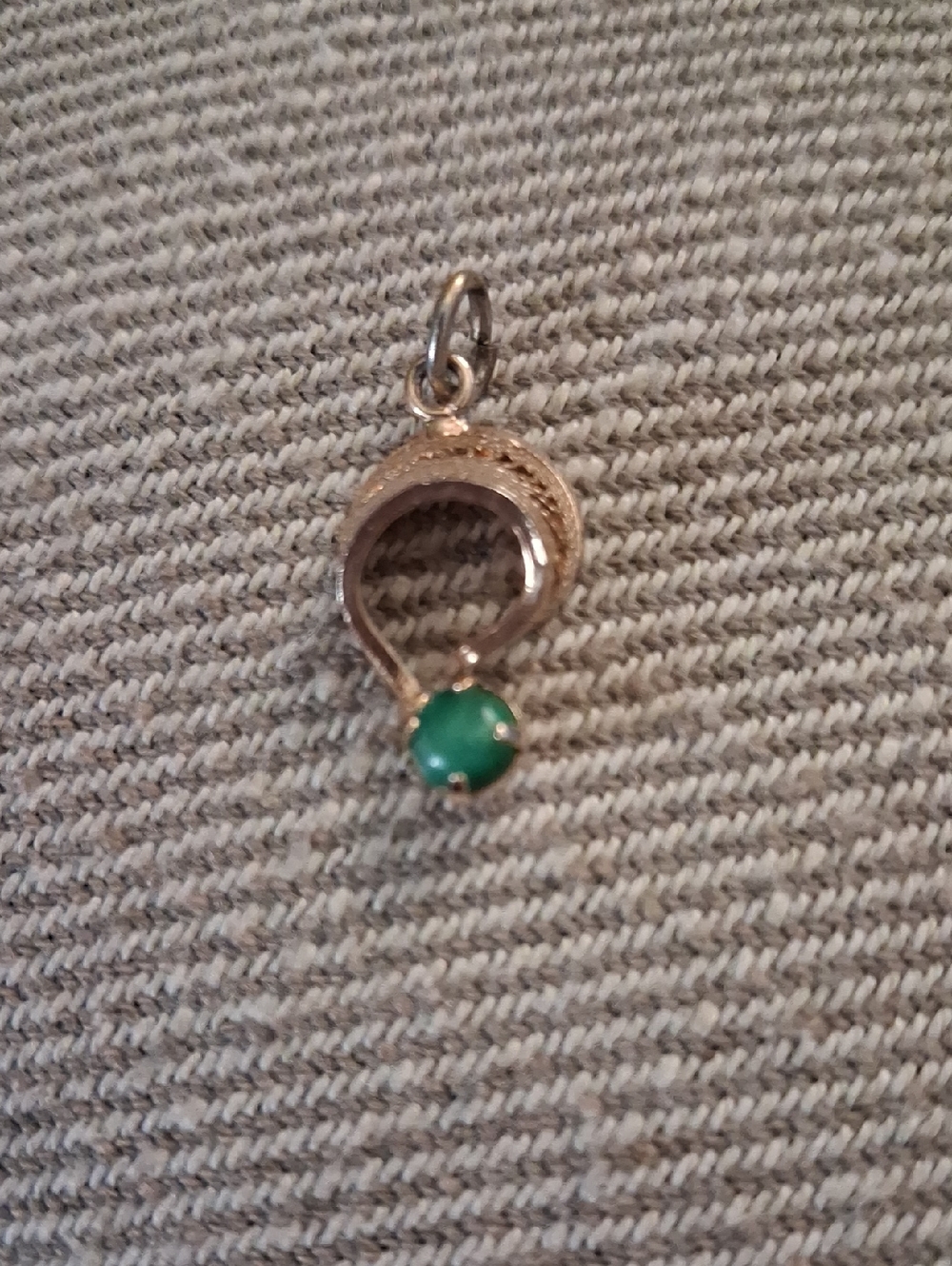 Gold Drop Pendant with Green Stone